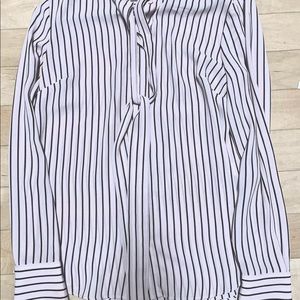 White House Black Market women Blouse, Size S, pink black stripes